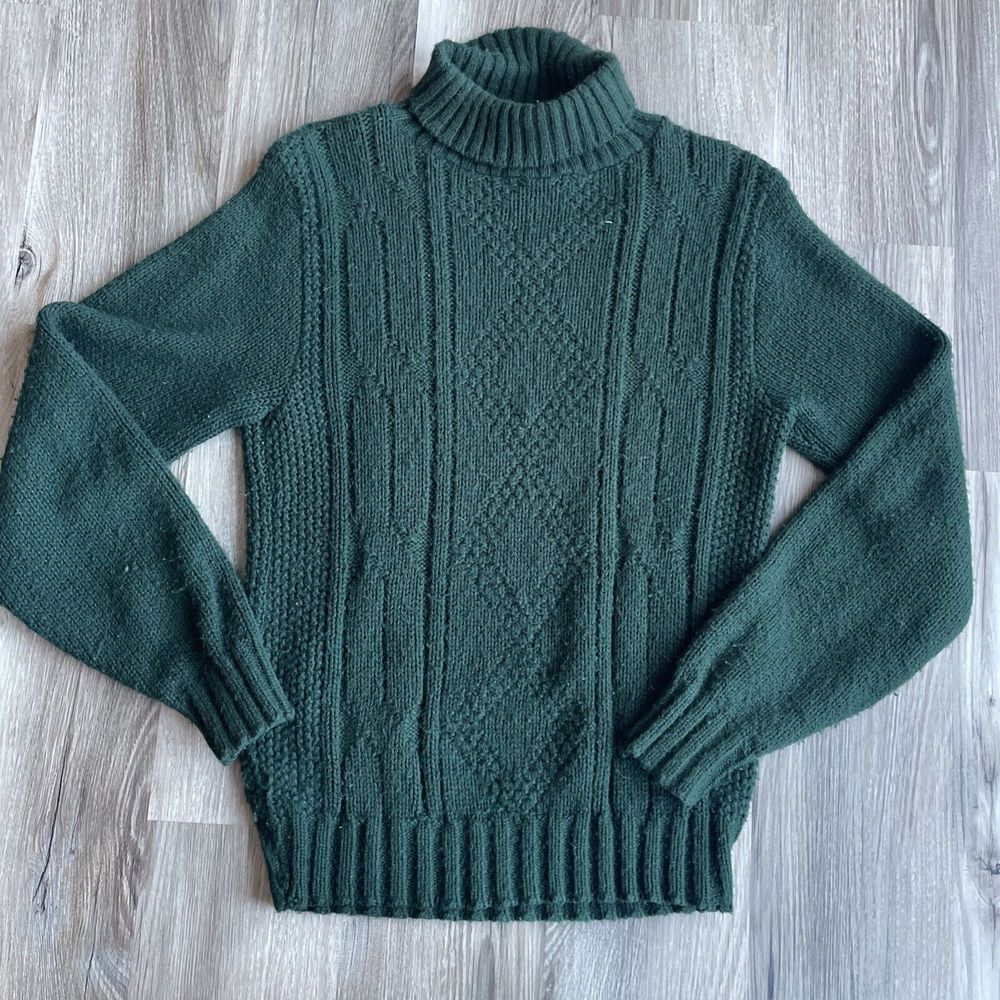 Vintage Pro Choice Hanes Sweater Women's Large Chunky Green Cable Knit Fisherman